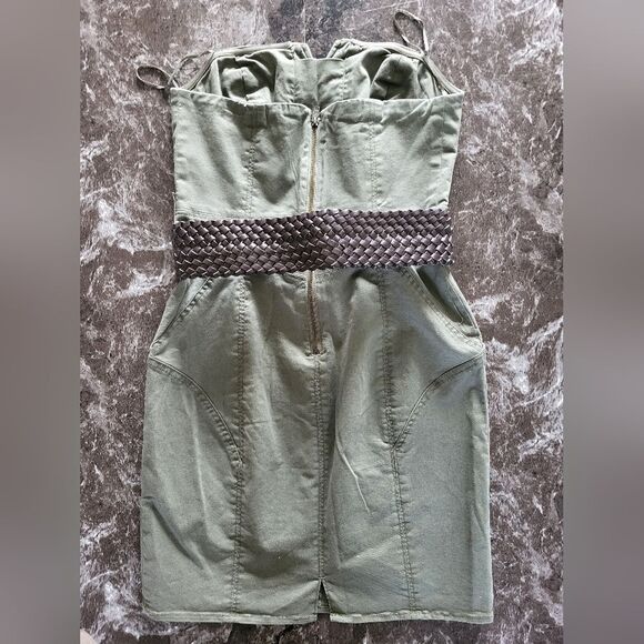 GUESS size 6 Green Strapless Dress with Belt - Picture 4 of 4